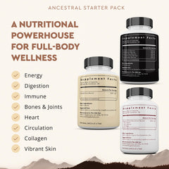 Ancestral Supplements Beef Organs Stack closeup on label highlighting purity and verified quality