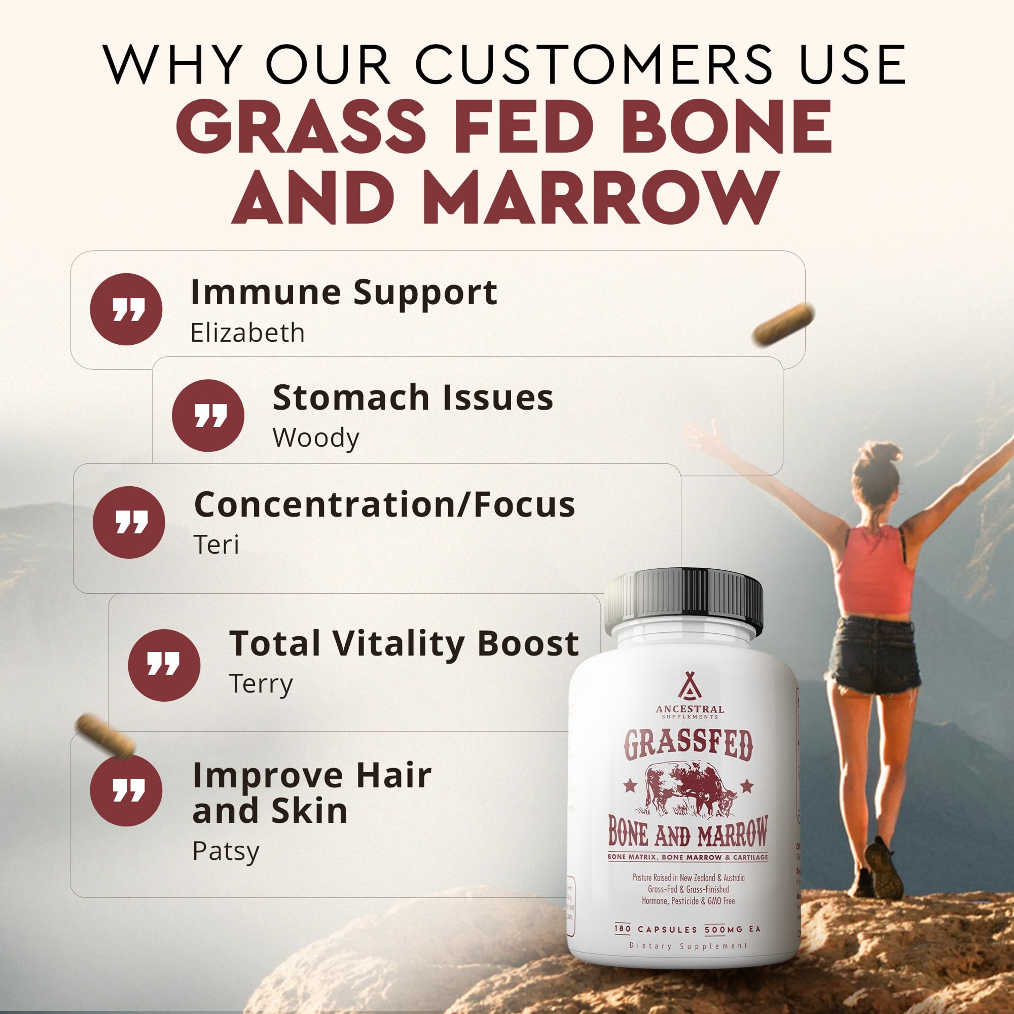 Ancestral Supplements brand packaging reflects premium wellness and transparency.