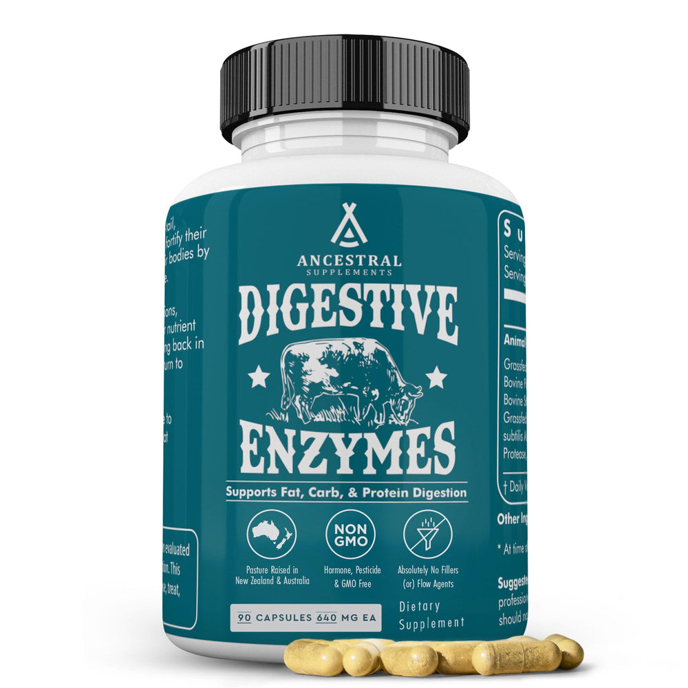Ancestral Supplements digestive enzymes capsules support daily digestion and nutrient use.