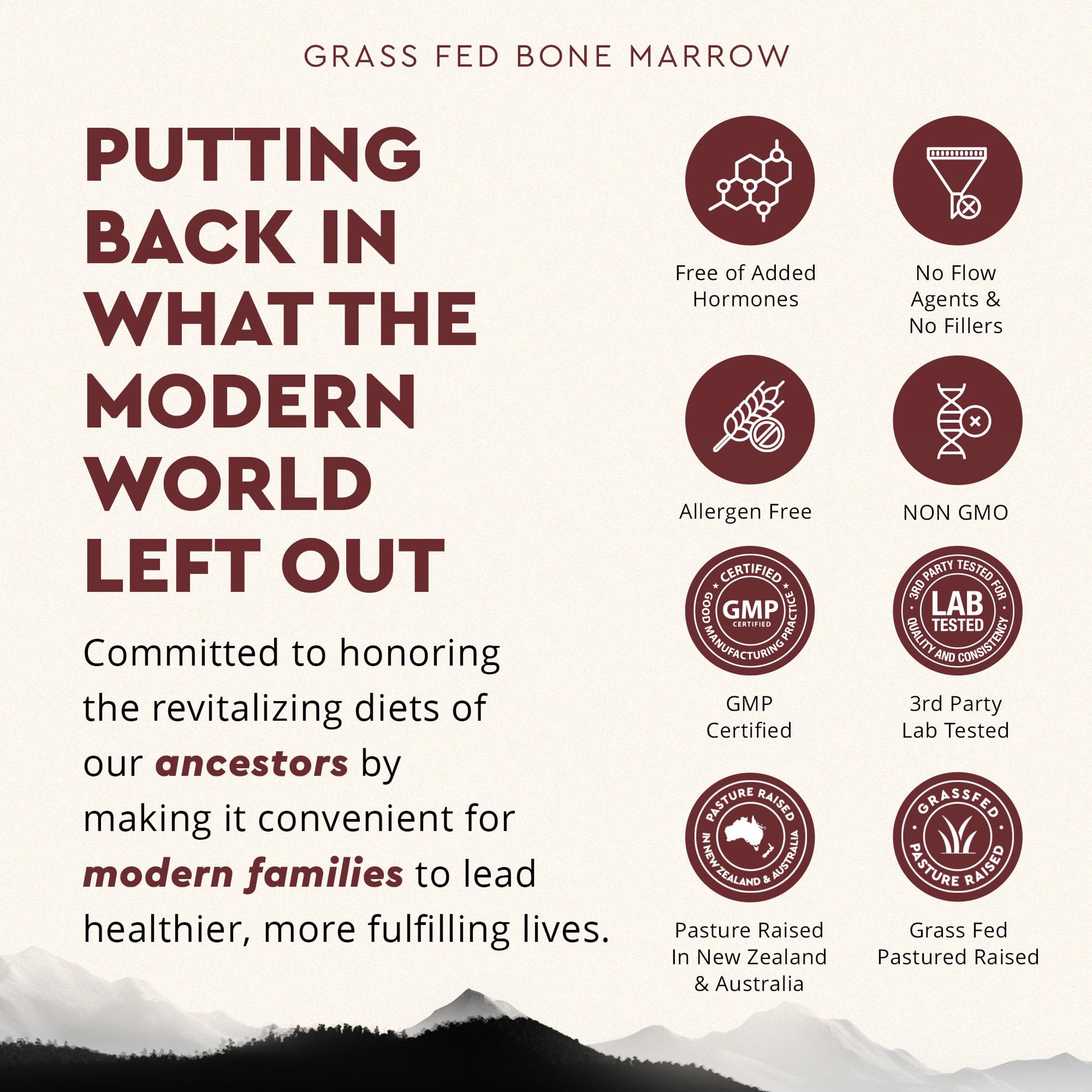 Ancestral Supplements grass-fed beef pasture fields reflect ethical sourcing and traceability.