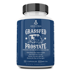 Ancestral Supplements grass-fed beef prostate bottle for daily support.