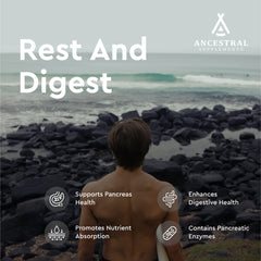 Ancestral Supplements grass-fed pancreas label emphasizes clean sourcing and purity