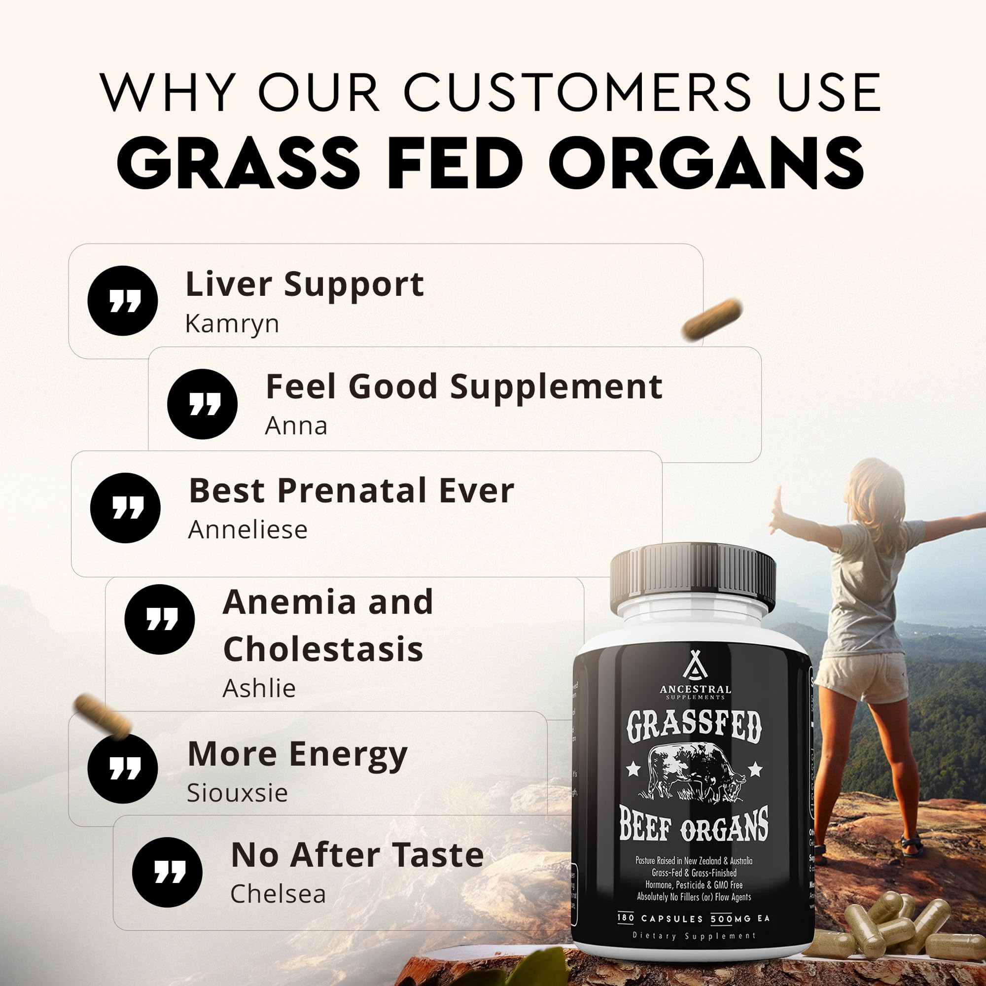 Ancestral Supplements grass-fed spleen bottle highlighting iron-rich profile for metabolic support