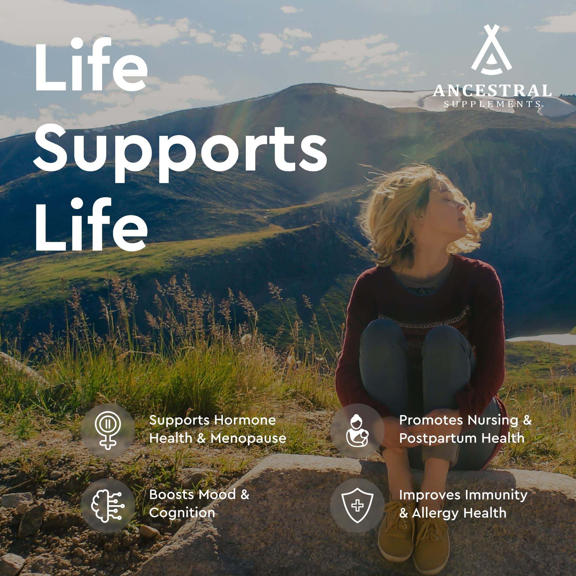 Ancestral Supplements menopause relief capsules; supports comfort during perimenopause