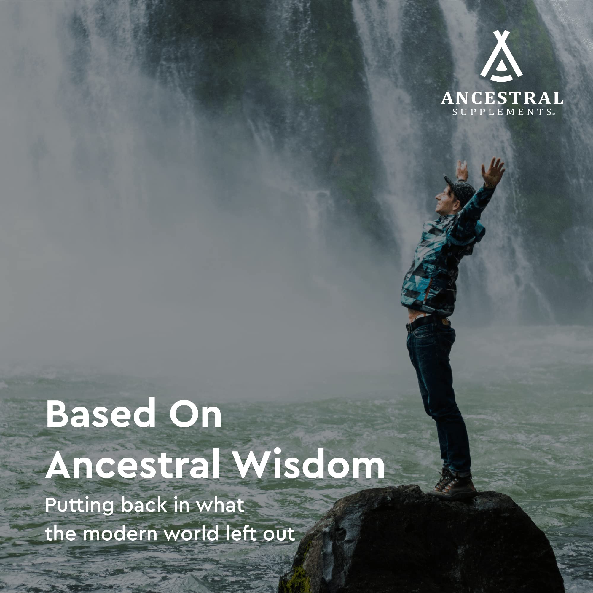 Ancestral Supplements Non-GMO seal with no fillers.