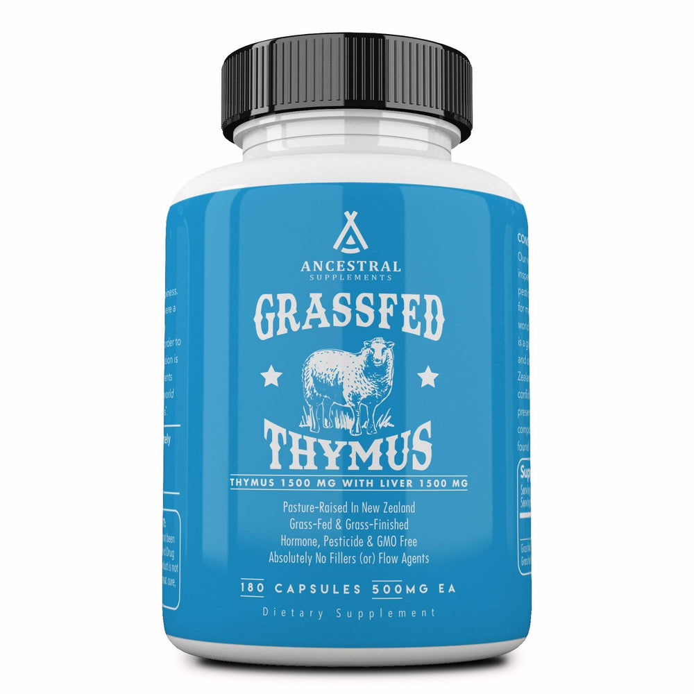 Ancestral Supplements ovine thymus glandular bottle image for immune support and energy