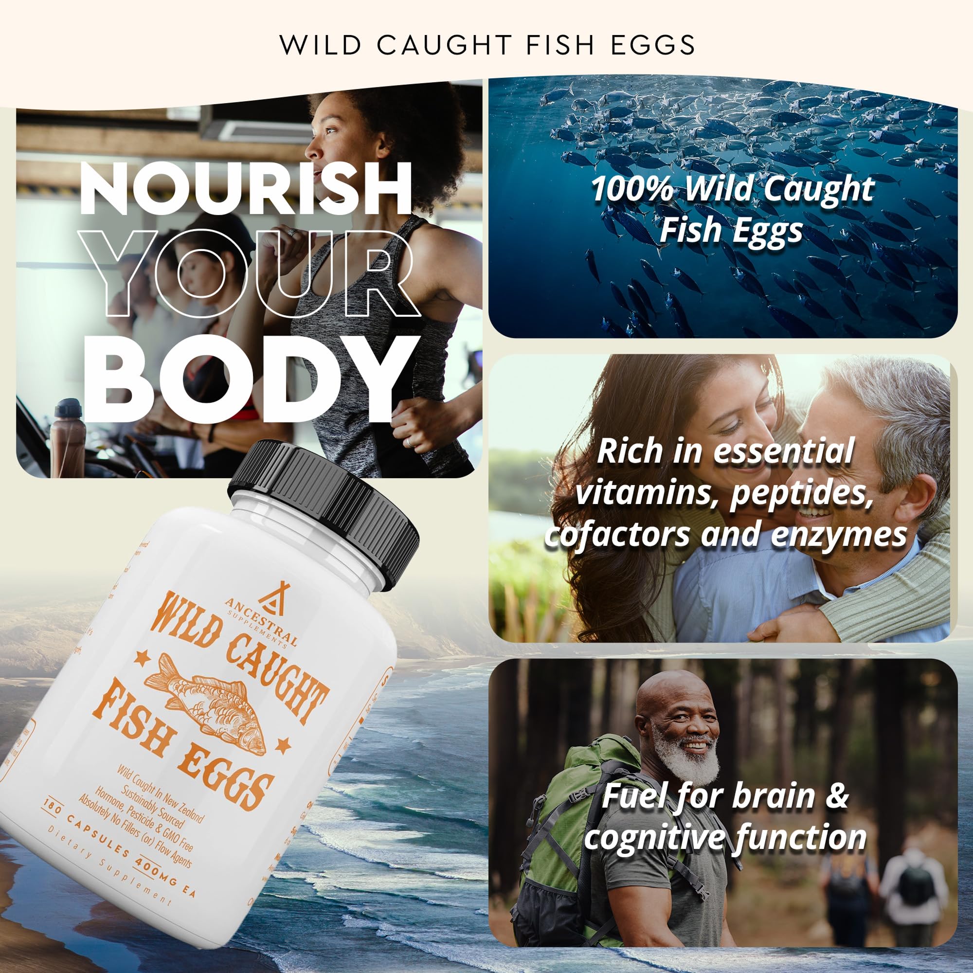 Ancestral Supplements Wild Caught Fish Eggs freeze-dried powder texture close-up