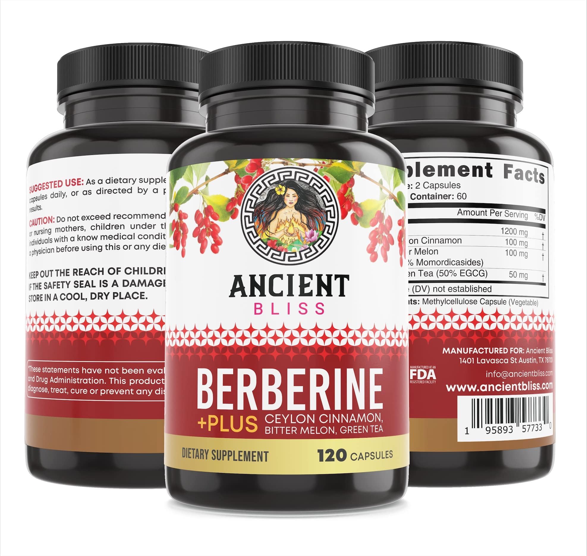 Ancient Bliss daily-use bottle with easy-to-swallow capsules.