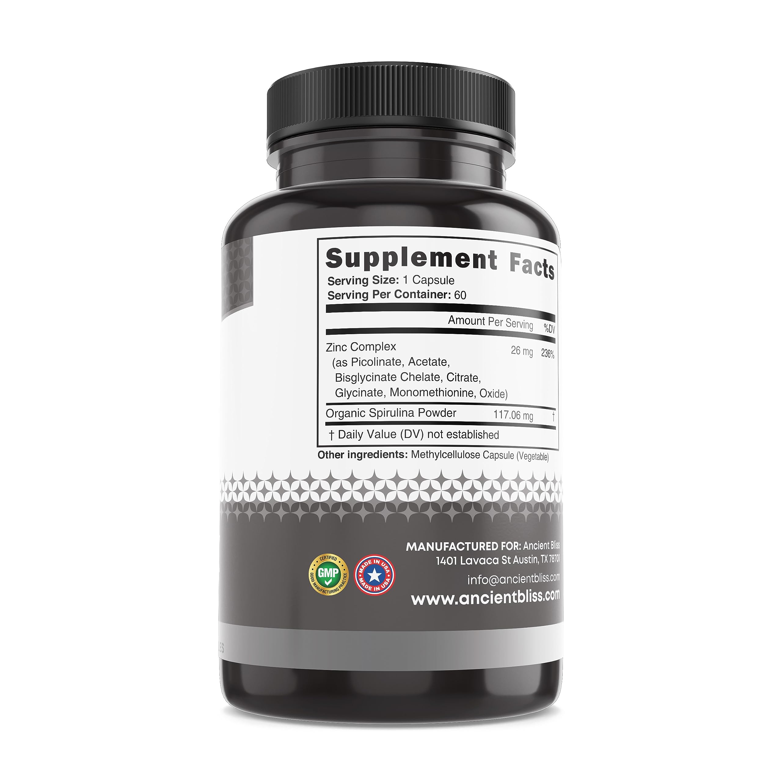 Ancient Bliss Zinc Complex antioxidants image suggesting skin and hair wellness