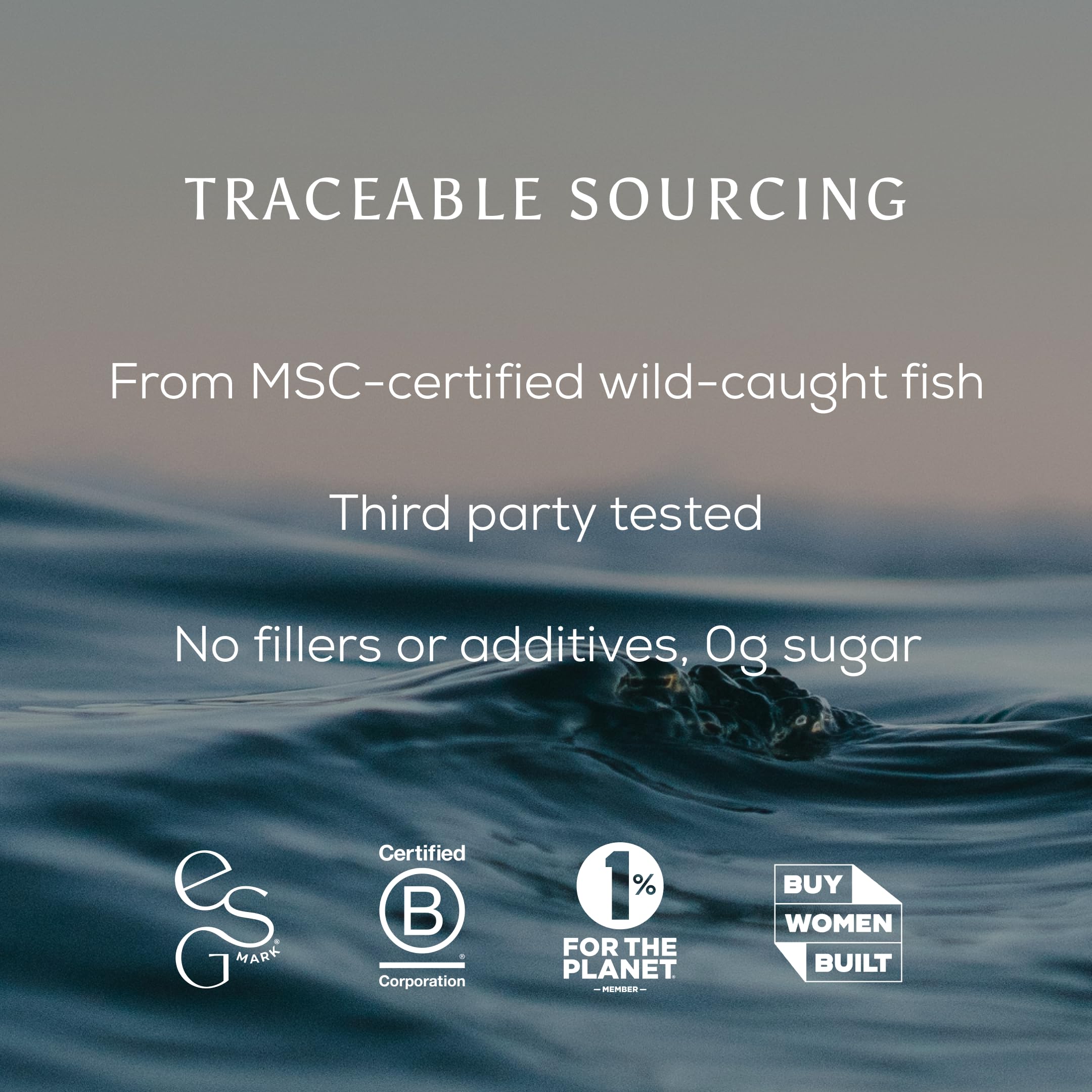 Ancient + Brave Wild Marine Collagen label highlighting MSC wild-caught origin.