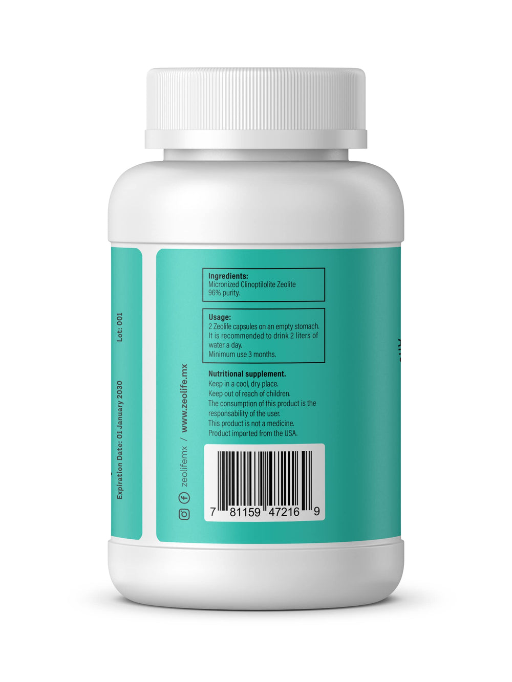 ANCIENT HEALTH Zeolite label front communicates purity and usage at a glance.
