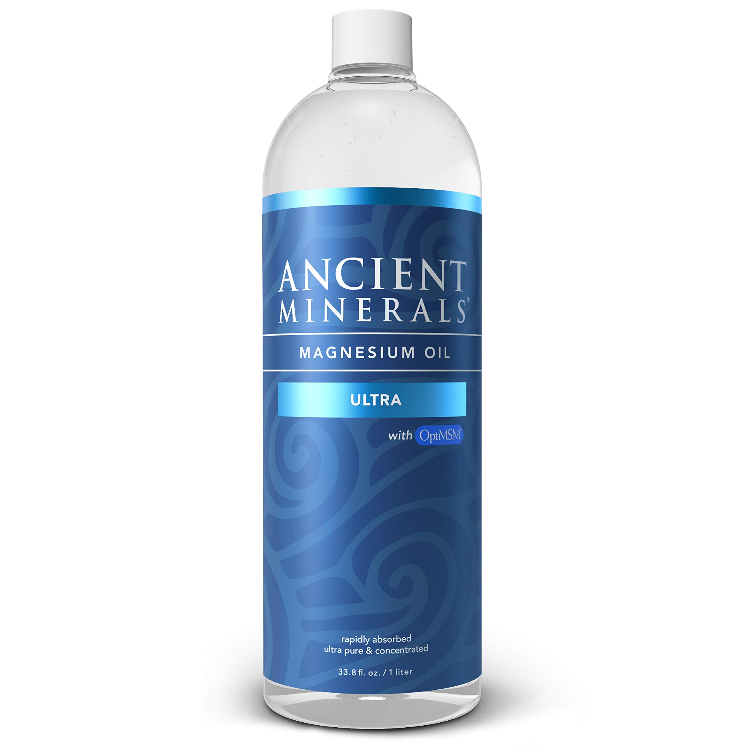 Ancient Minerals Magnesium Oil Ultra bottle close-up for easy daily use.