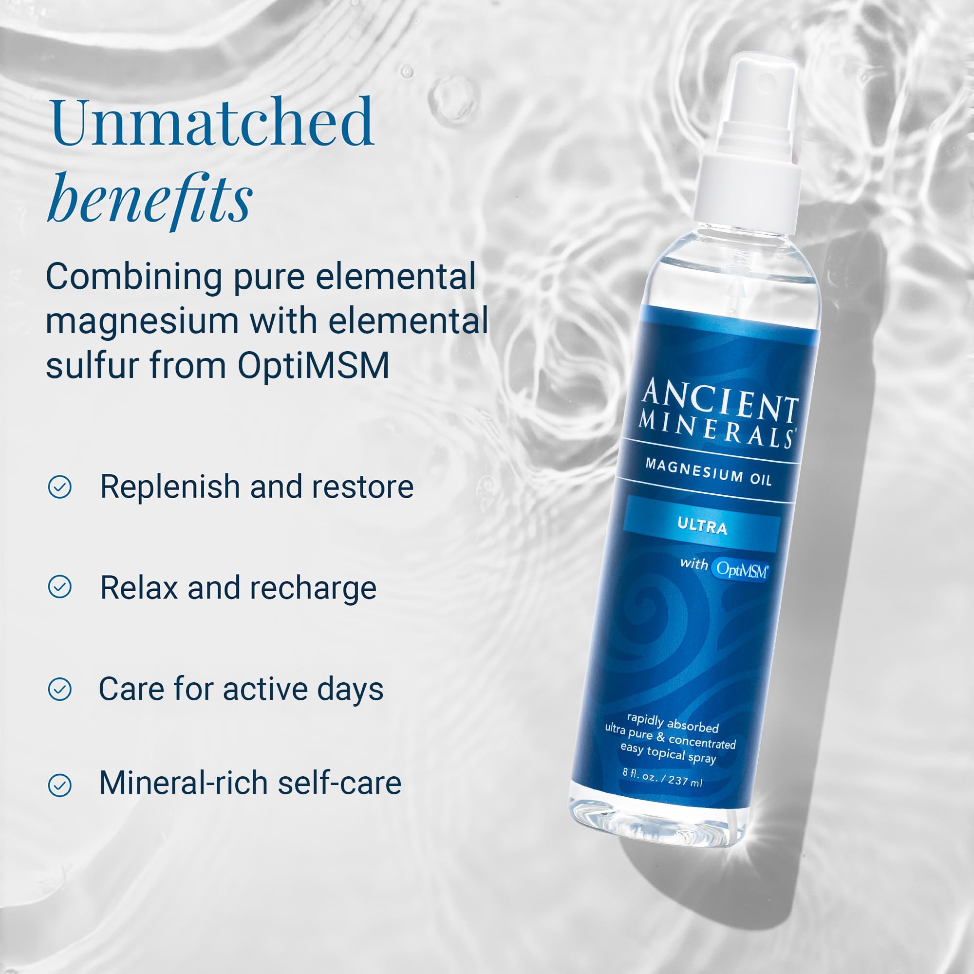 Ancient Minerals Ultra Magnesium Oil Spray application-area for targeted use on shoulders.