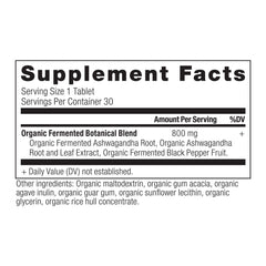 Organic label on Ancient Nutrition Ashwagandha tablets highlighting USDA Organic quality