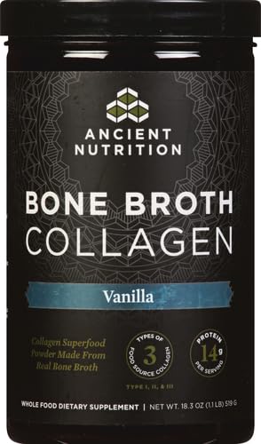 Ancient Nutrition Bone Broth Collagen Powder ingredients show three collagen types from sources