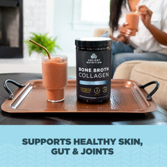 Ancient Nutrition Bone Broth Collagen Powder dissolves quickly in coffee for vanilla flavor