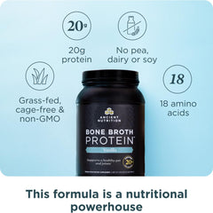 Scoop of Ancient Nutrition bone broth protein powder for quick smoothie boosts
