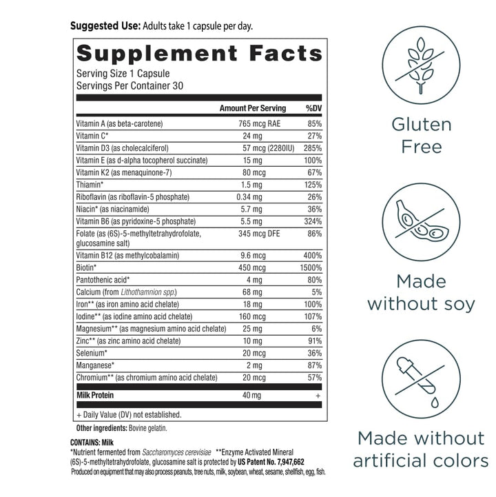 Ancient Nutrition Bone Health ingredients panel highlights 21 vitamins and minerals for bone health