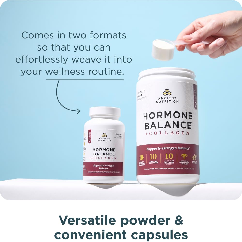 Ancient Nutrition chaste tree berry supplement bottle implying traditional hormone harmony support.