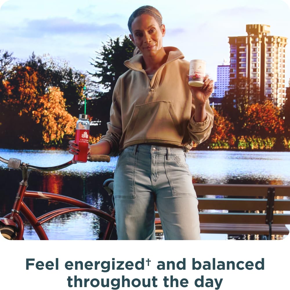 Compact packaging of Ancient Nutrition Clean Energy Powder for on the go energy