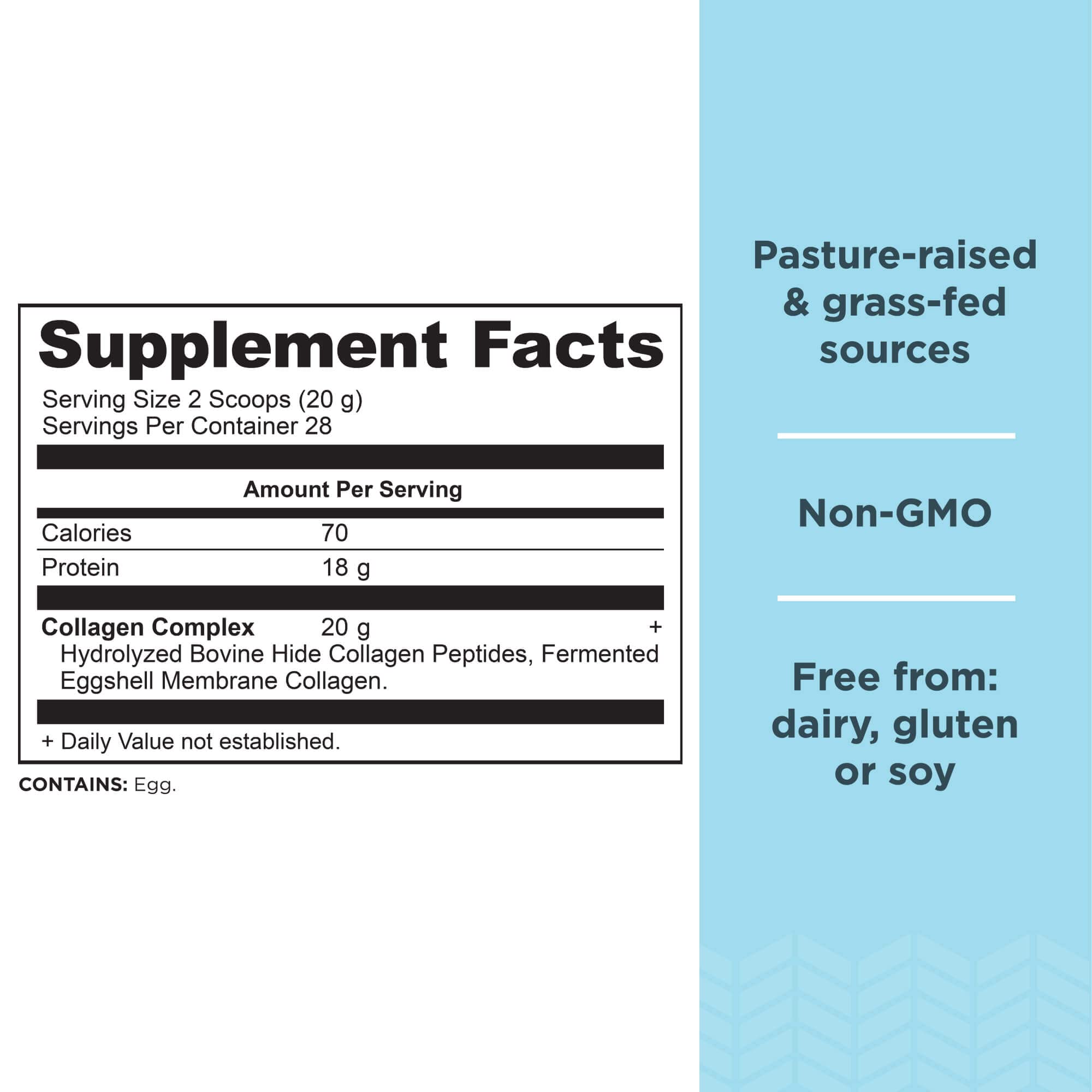 Collegen Peptides scoop beside powder for quick daily mixing by Ancient Nutrition.