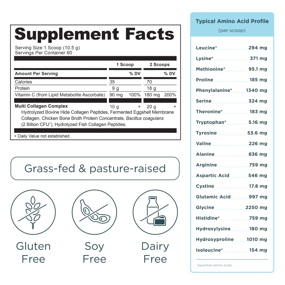 Ancient Nutrition collagen peptides scoop enables easy dosing for daily beauty, joint, and gut benefits.