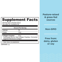 Collegen Peptides scoop beside powder for quick daily mixing by Ancient Nutrition.