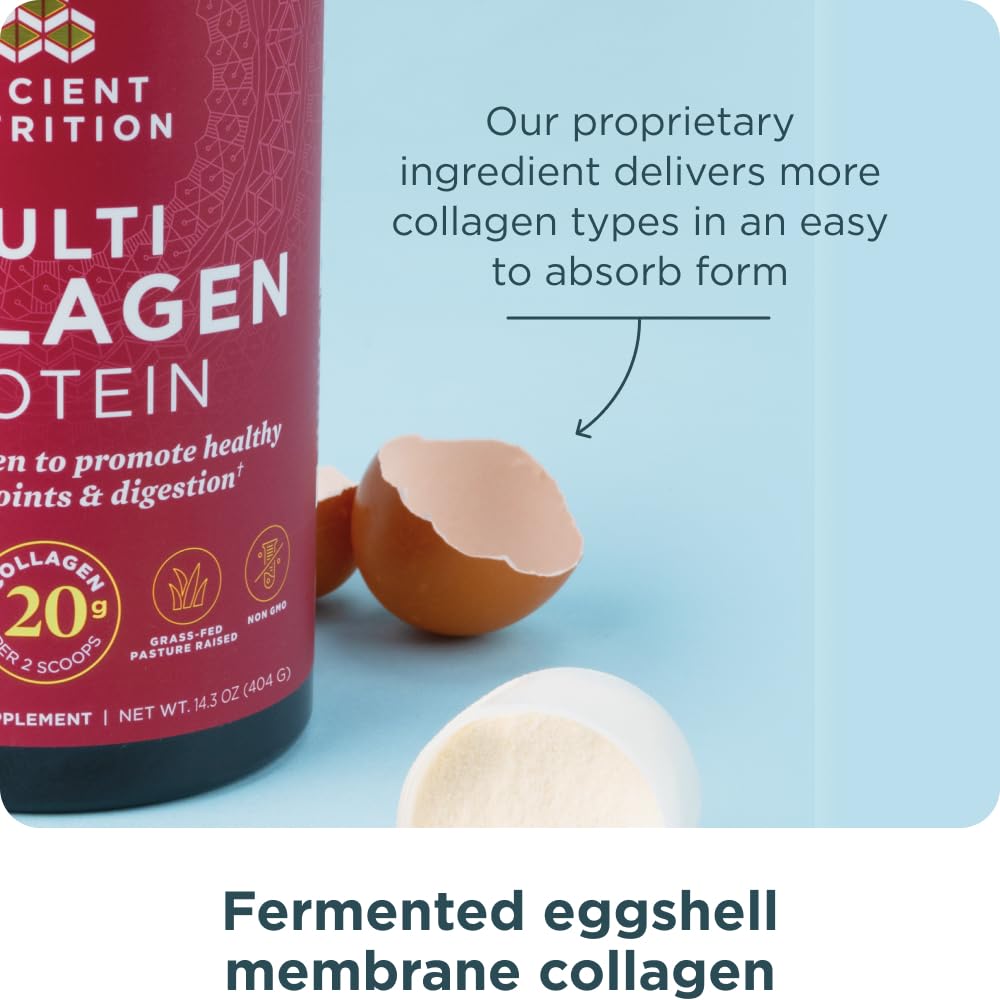 Unflavored Ancient Nutrition collagen powder ready to blend into beverages