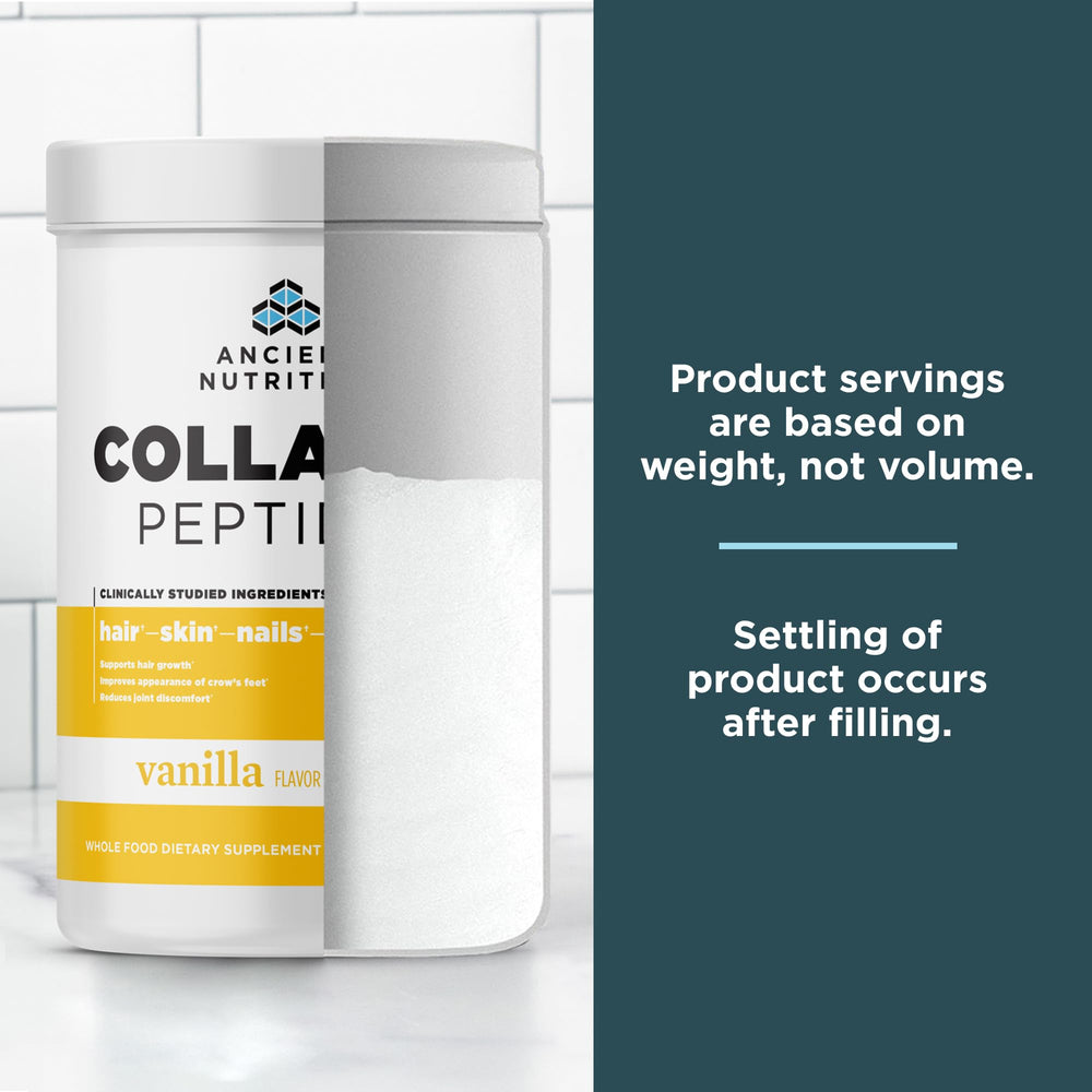Ancient Nutrition Collagen Peptides Vanilla keto and paleo friendly formula.