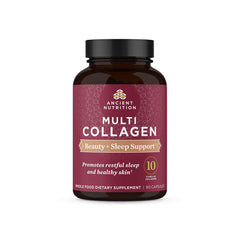Ancient Nutrition collagen pills bottle showing beauty and sleep support