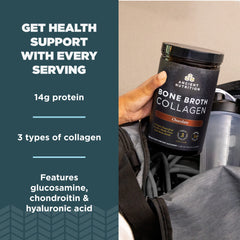 Ancient Nutrition collagen powder texture close-up reveals fine hydrolyzed peptides.