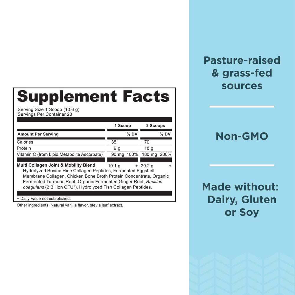 Ancient Nutrition collagen powder scoop shown for easy measuring with daily use