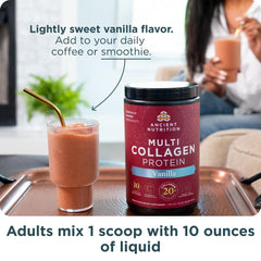 Ancient Nutrition collagen powder vanilla dissolving easily in coffee