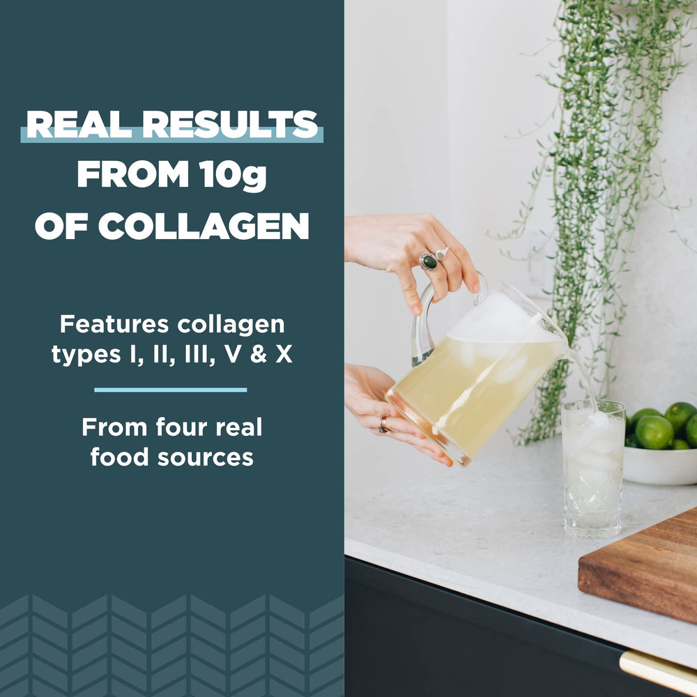 Ancient Nutrition cucumber lime collagen powder scoop ready to blend drinks
