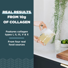 Ancient Nutrition cucumber lime collagen powder scoop ready to blend drinks