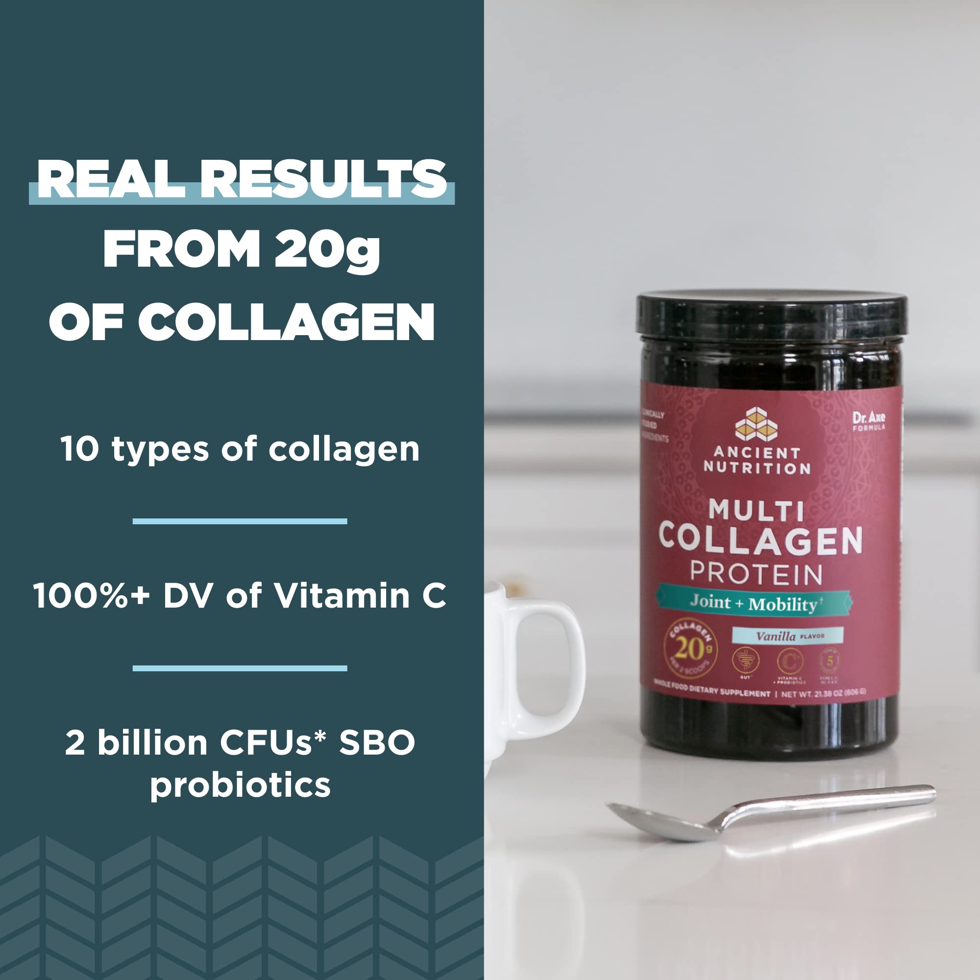 Ancient Nutrition five-types collagen sources image highlighting diverse protein types
