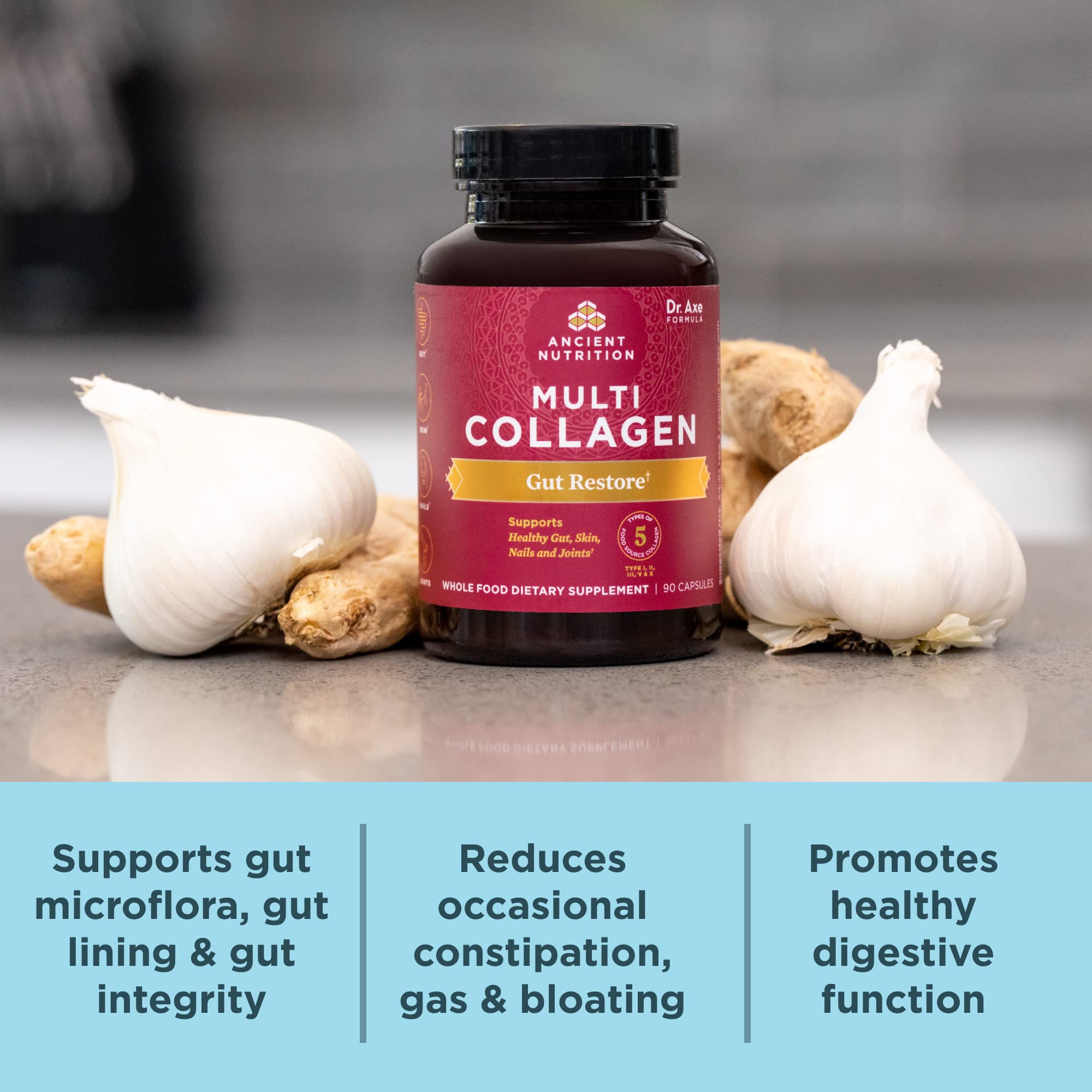 Gluten-free paleo keto friendly badge on Ancient Nutrition packaging