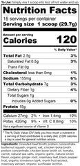 Ancient Nutrition grass-fed chicken bone broth powder tub showing protein blend