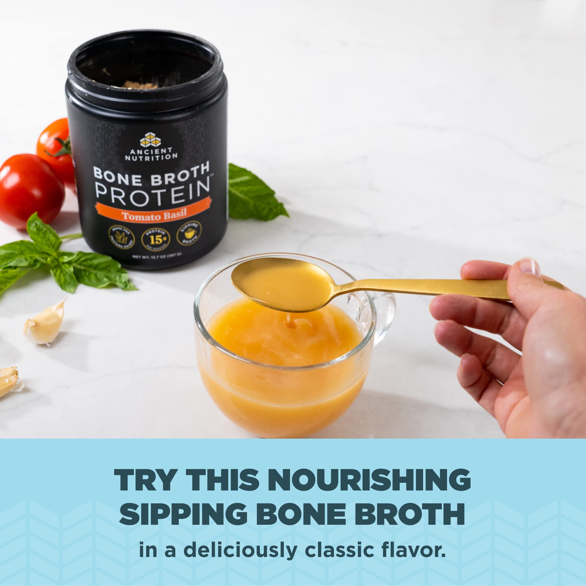 Ancient Nutrition grass-fed hormone-free label close-up highlighting clean ingredients