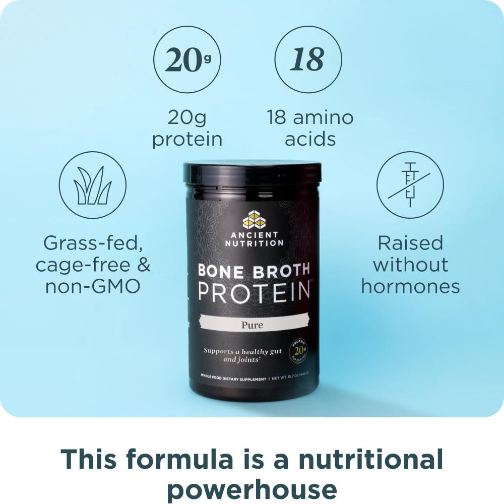 Ancient Nutrition hydrolyzed collagen peptides close-up showing texture and mixability