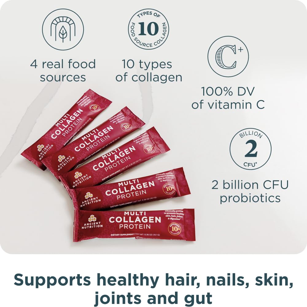 Ancient Nutrition hydrolyzed collagen powder with 9g protein per packet