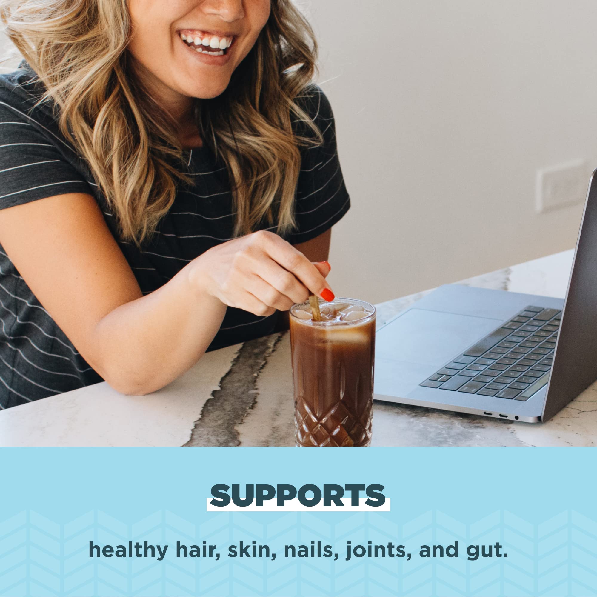 Glass of collagen drink prepared with Ancient Nutrition powder for daily hydration