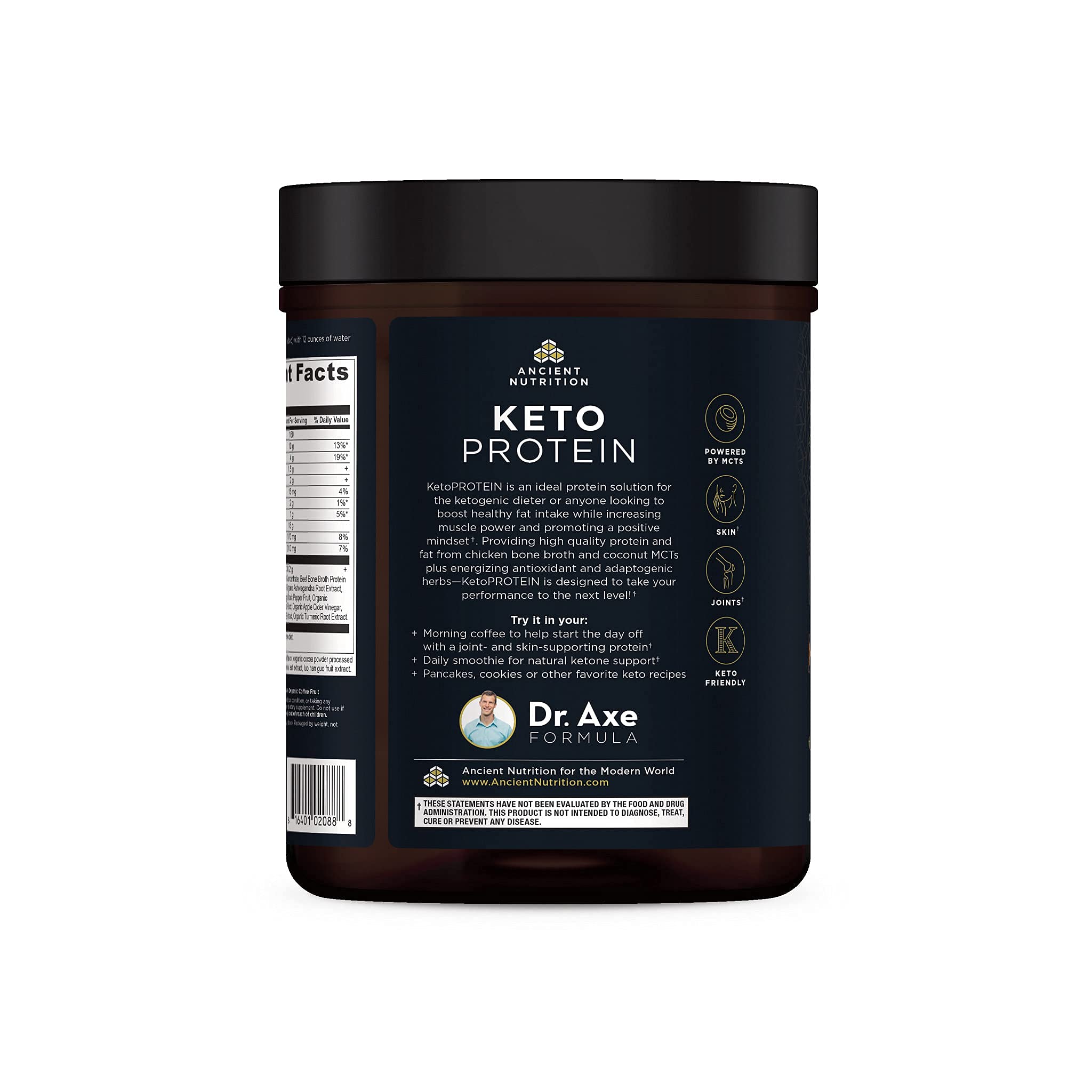 Ancient Nutrition KetoPROTEIN mix with coffee for energy boost.