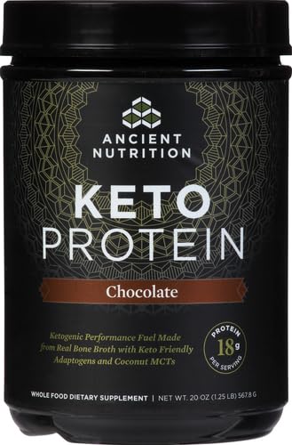KetoPROTEIN chocolate scoop ready to mix for quick shake.