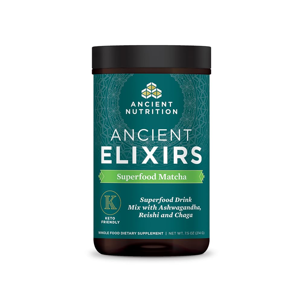 Ancient Nutrition matcha energy powder tub for steady energy