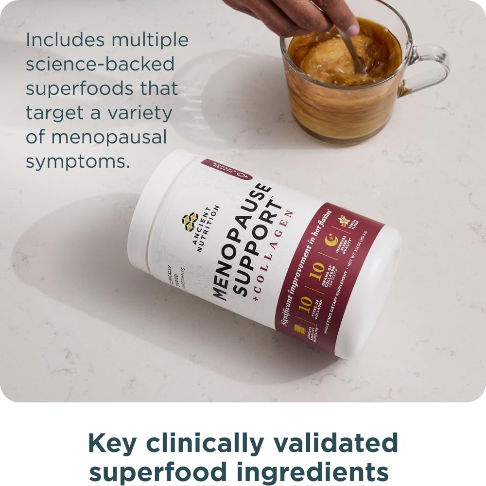 Ancient Nutrition Menopause Support capsules bottle for convenient daily capsules.
