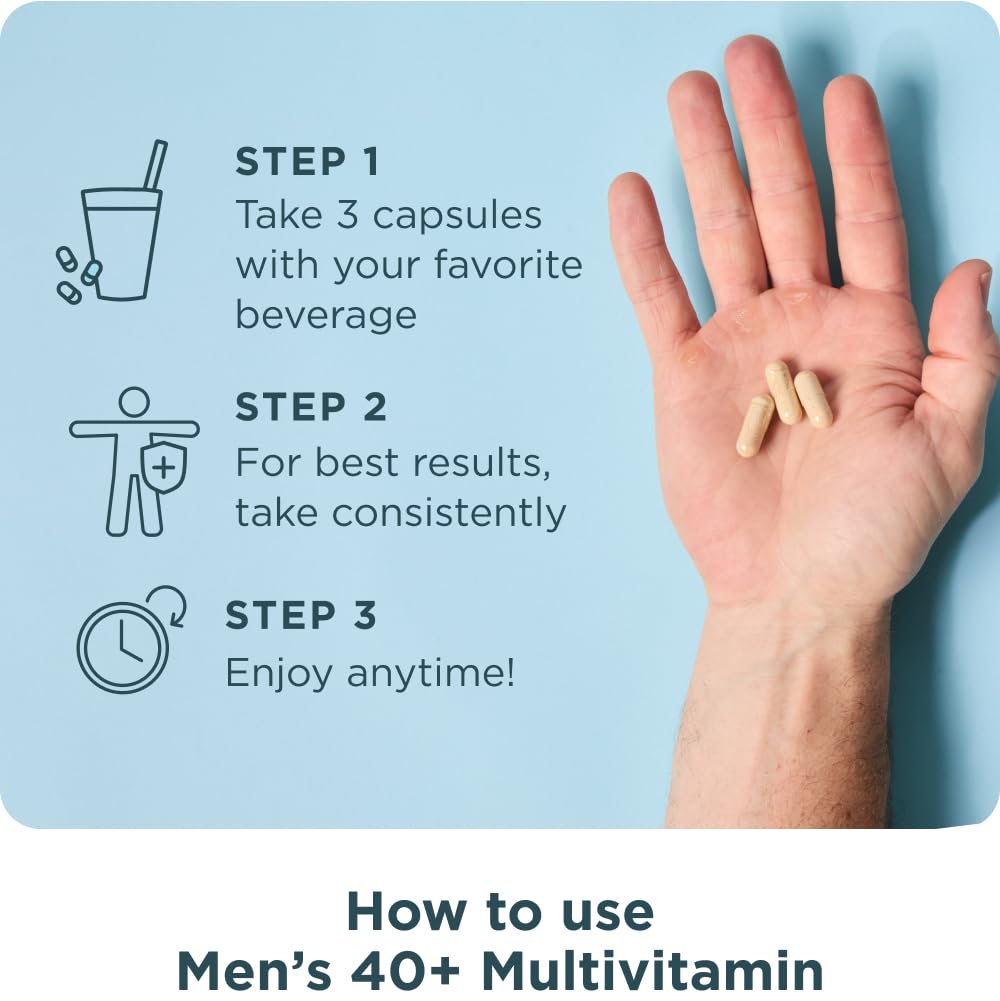 Ancient Nutrition Men's 40 Plus 3 Day health and wellness graphic emphasizing daily vitality