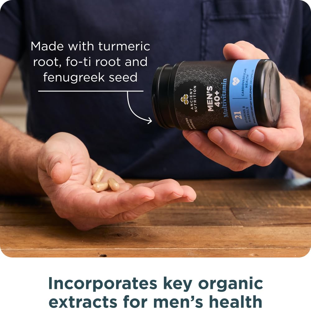 Ancient Nutrition Men's 40 Plus 3 Day ingredients profile including ginkgo and lion's mane