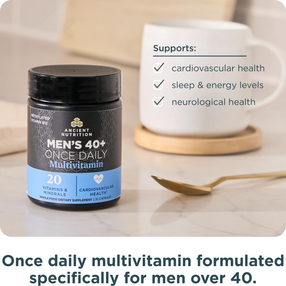 Ancient Nutrition Men's 40+ daily routine image for easy use.