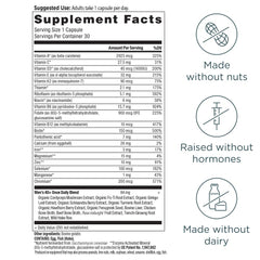 Ancient Nutrition Men's 40+ ingredients panel highlights 20 essential nutrients.